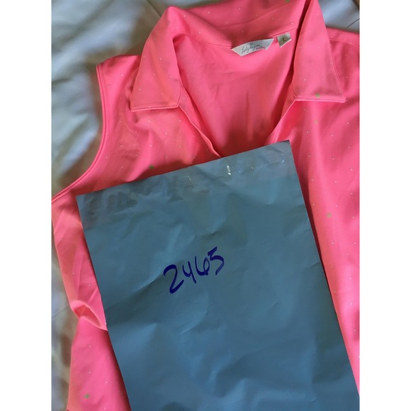 Lady Hagen Essentials Polo Shirt Womens Large Pink Sleeveless Golf V Neck Dotted - Picture 11 of 11